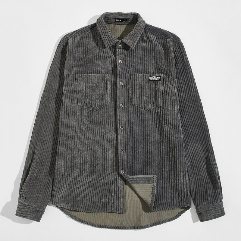

Guys Button Front Corduroy Shirt, Dark grey