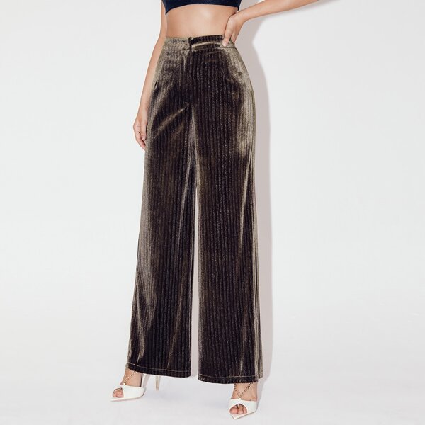 

Wide Leg Velvet Pants, Chocolate brown