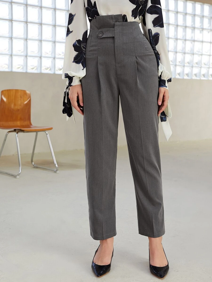 Pantalones cónicos escalonado cintura - Gris Oscuro - Ver 1
