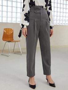 Pantalones cónicos escalonado cintura - Gris Oscuro - Ver 4