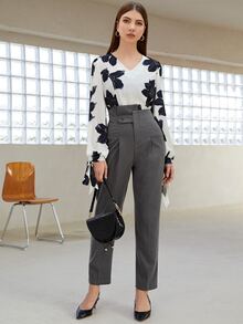 Pantalones cónicos escalonado cintura - Gris Oscuro - Ver 5
