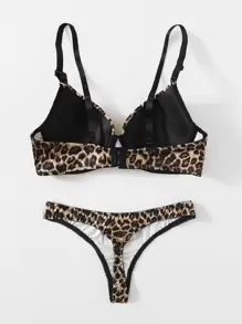 Leopard Print Underwire Bra & Panty Lingerie Set