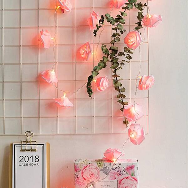 

10pcs Flower Shaped Bulb String Light, Pink