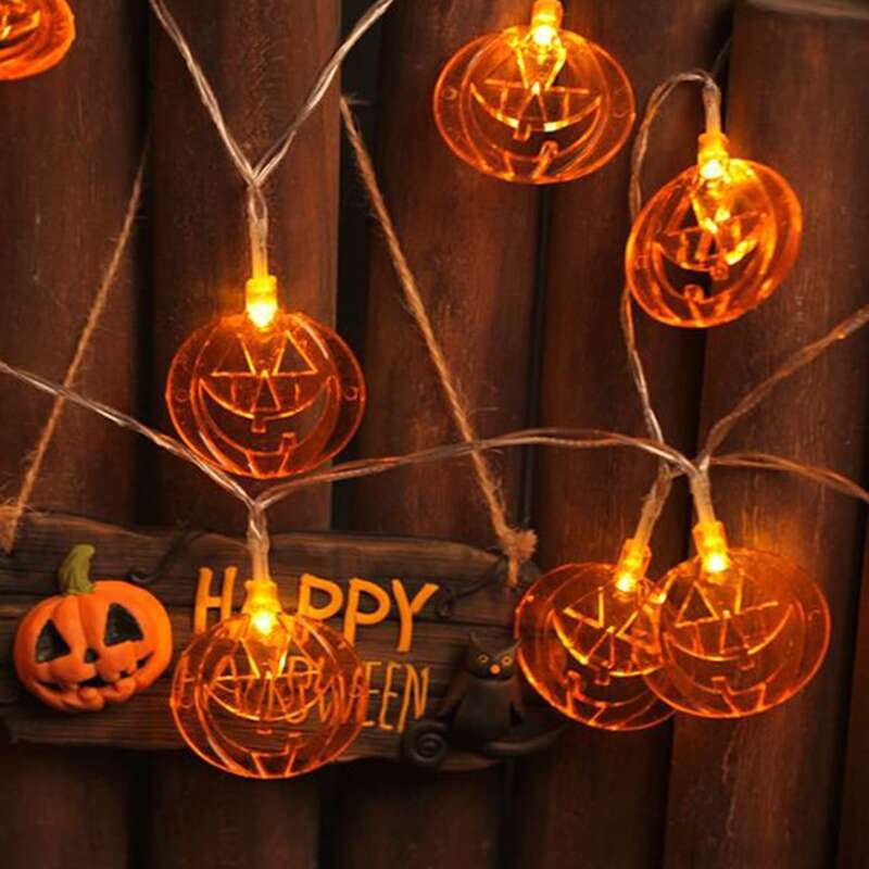 

10pcs Halloween Pumpkin Shaped Bulb String Light, Orange