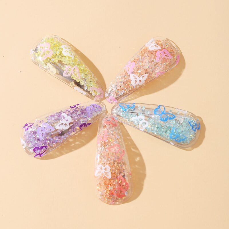 

5pcs Crystal Butterfly Hair Clip, Multicolor
