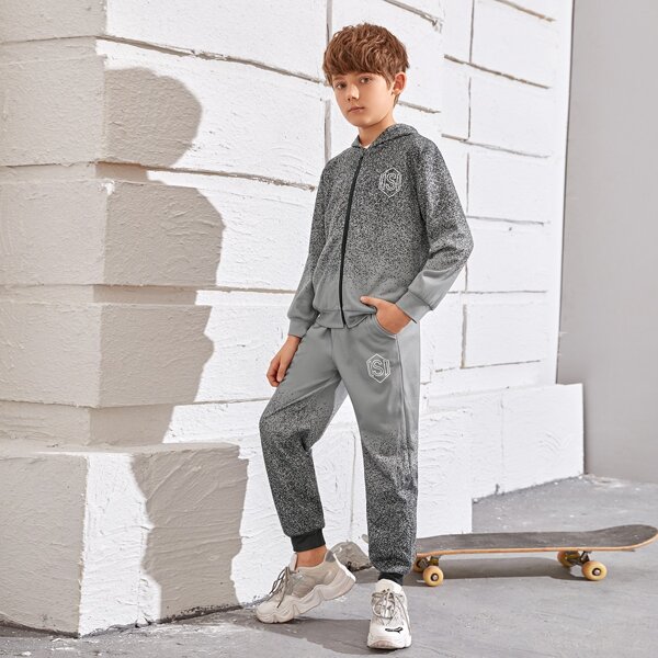

Boys Geo Print Zip Up Hoodie & Sweatpants Set, Grey
