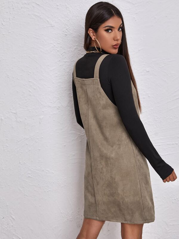 suede pinafore dress