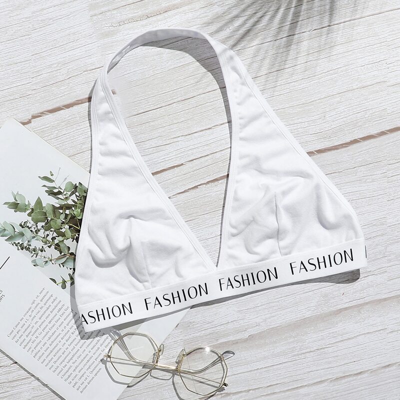 

Letter Tape Bralette, White