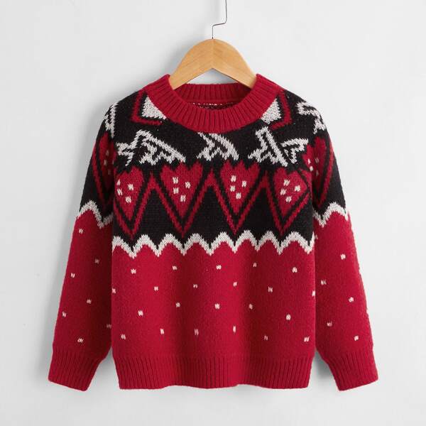 

Toddler Boys Chevron Pattern Raglan Sleeve Sweater, Red