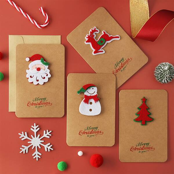 

2pcs Random Christmas Greeting Card, Khaki