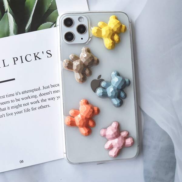 

Bear Decor Transparent iPhone Case, Multicolor