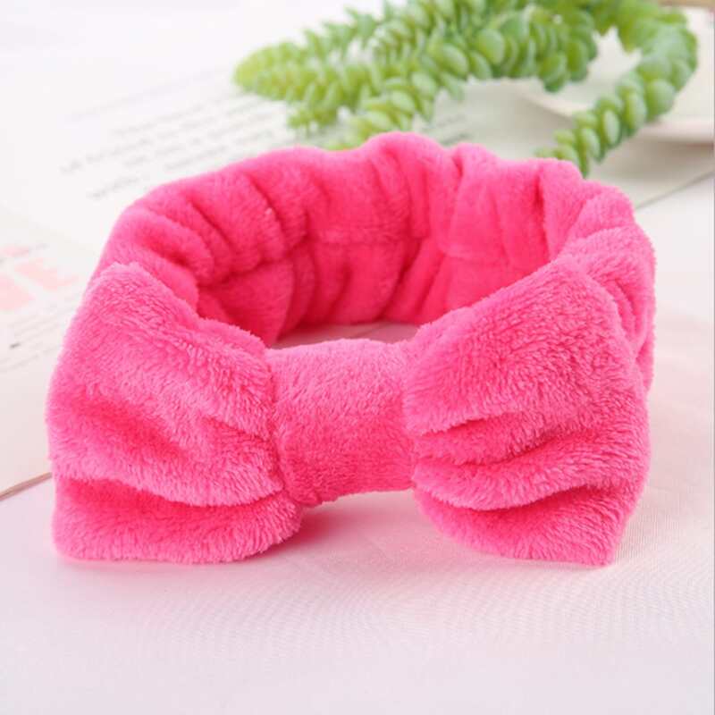 

1pc Bow-knot Decor Bath Headband, Hot pink