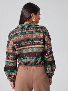 SHEIN 落肩半拉鏈開襟套頭衫 - 彩色 - 查看 2