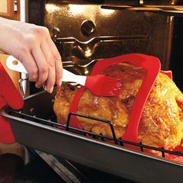 

1pc Silicone Roast Chicken Lifter, Red