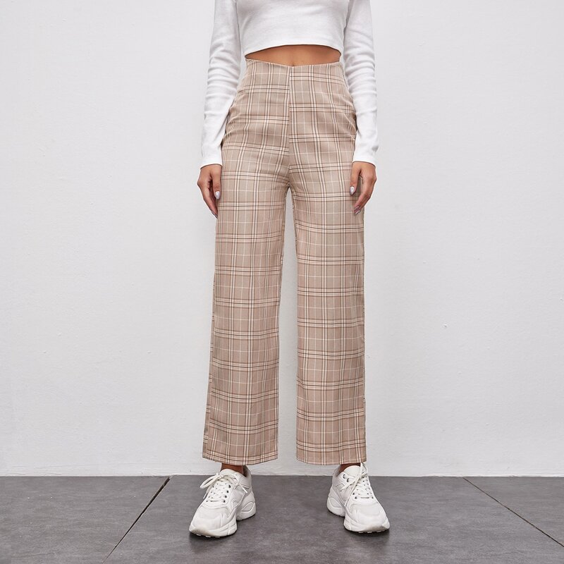 

Plaid High Rise Pants, Multicolor