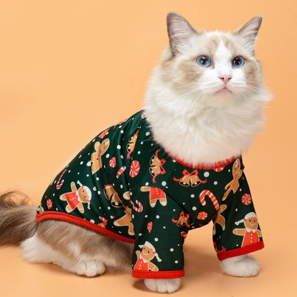 

Christmas Cartoon Graphic Cat Tee, Multicolor