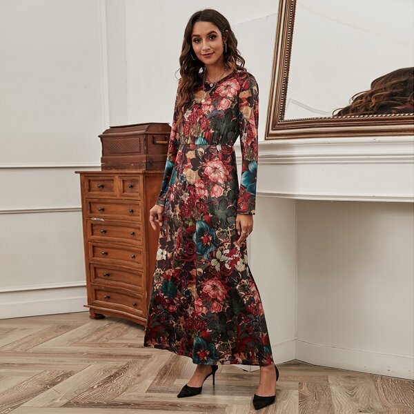 

Платье с цветочным принтом, Многоцветный