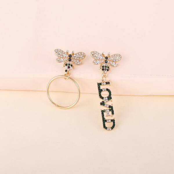 

Rhinestone Bee & Letter Decor Drop Earrings, Multicolor