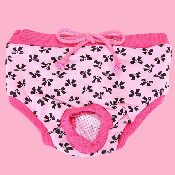 

Bow Decor Dog Sanitary Pant, Pink