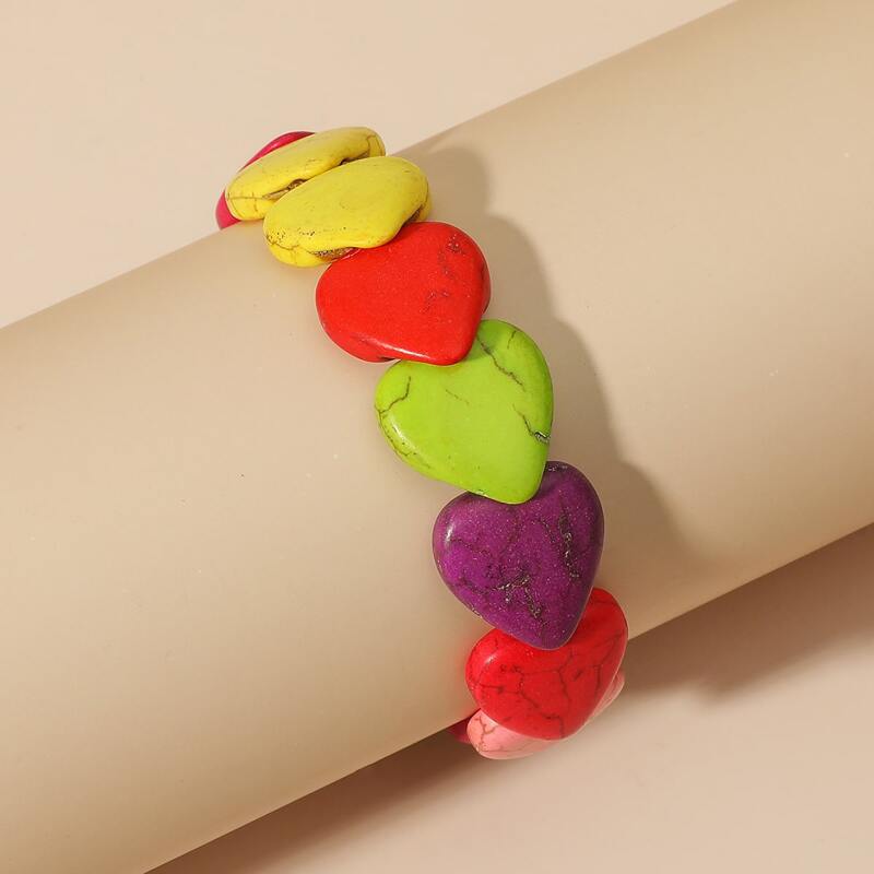 

Heart Shaped Stone Bracelet, Multicolor