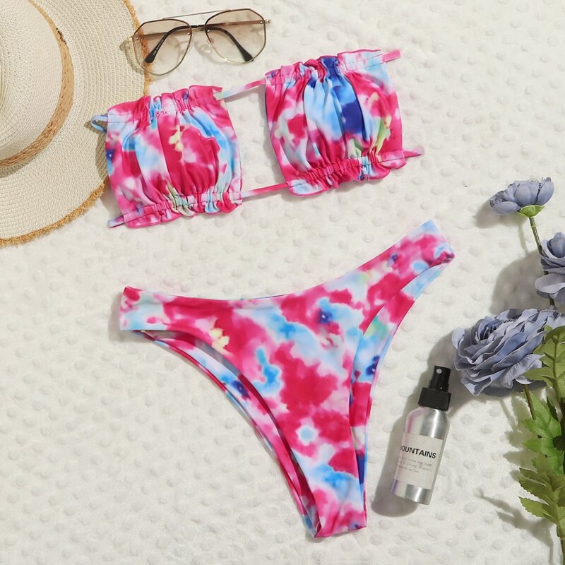 

Tie Dye High Cut Bikini Swimsuit, Multicolor