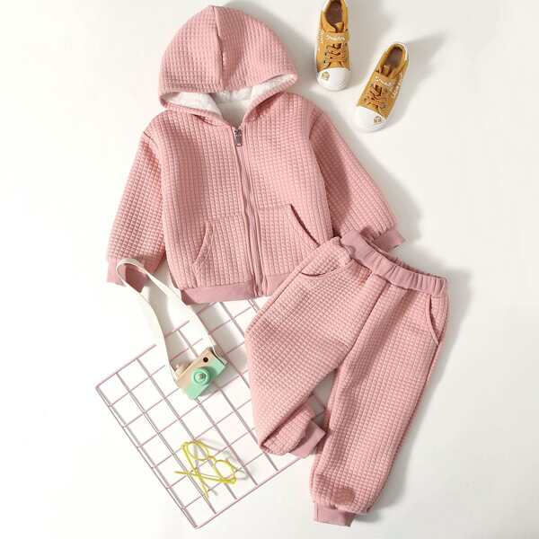 

Toddler Girls Sherpa Lined Hooded Jacket & Sweatpants, Dusty pink