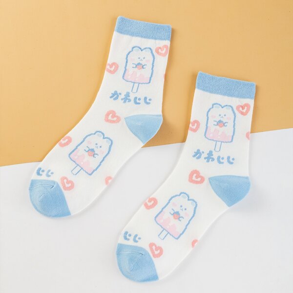

Cartoon Graphic Crew Socks, Multicolor