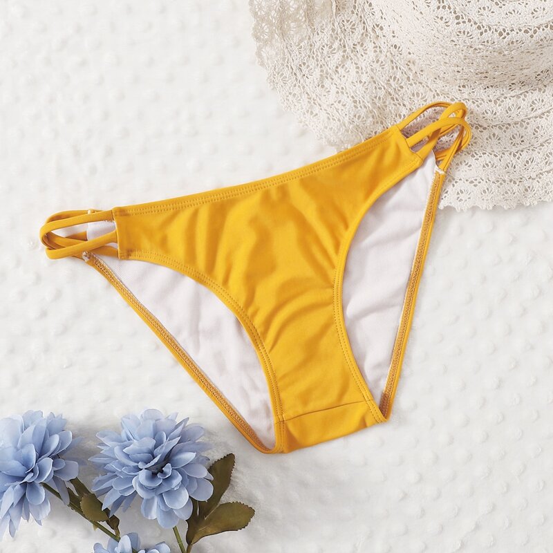 

Solid Cut Out Bikini Bottom, Yellow