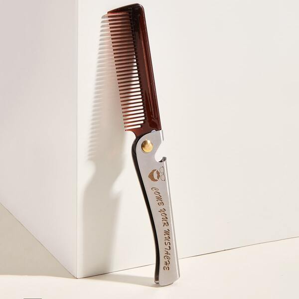 

1pc Men Beard Comb, Coffee brown