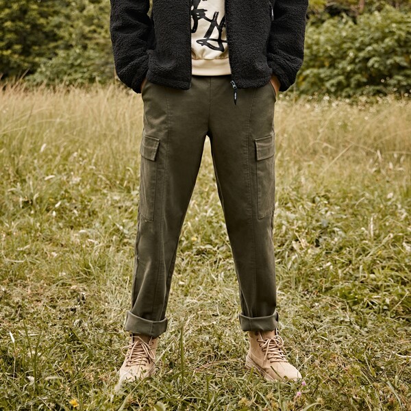 

Men Flap Pocket Cargo Pants, Army green