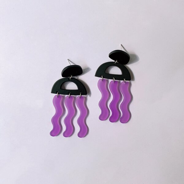

Creative Acrylic Drop Earrings, Multicolor