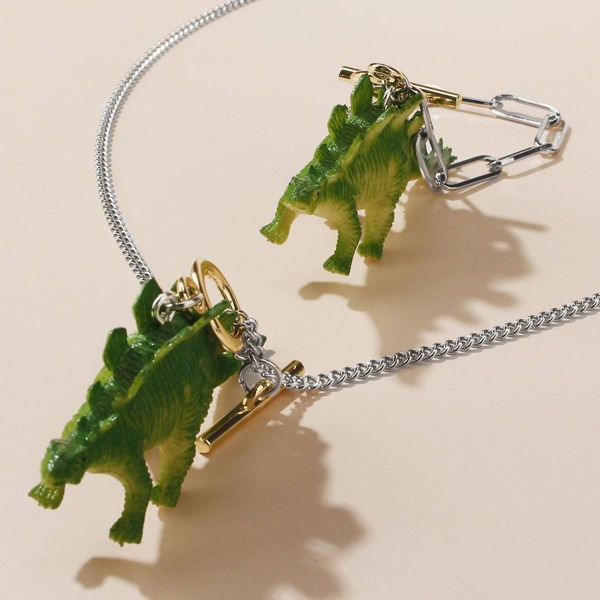 

1pc Toddler Girls Cartoon Dinosaur Charm Bracelet & 1pc Necklace, Green