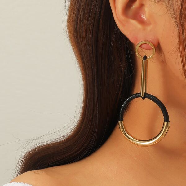 

Round Charm Drop Earrings, Gold