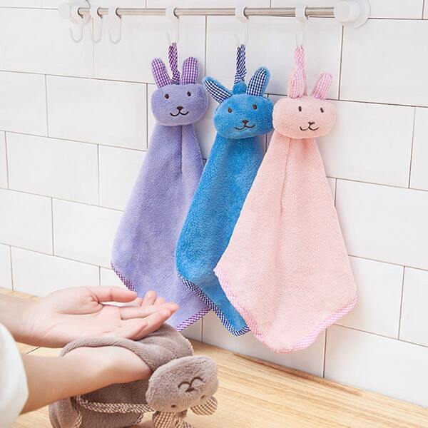 

1pc Rabbit Detail Random Color Hand Towel, Multicolor