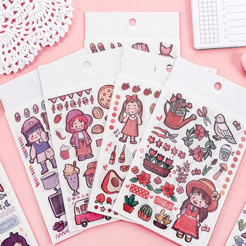 

4sheets Cartoon Graphic Random Sticker, Multicolor