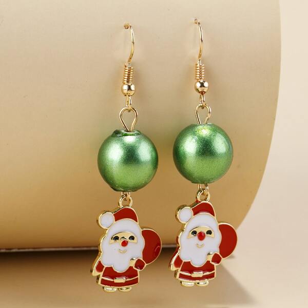 

Christmas Santa Claus Charm Drop Earrings, Multicolor