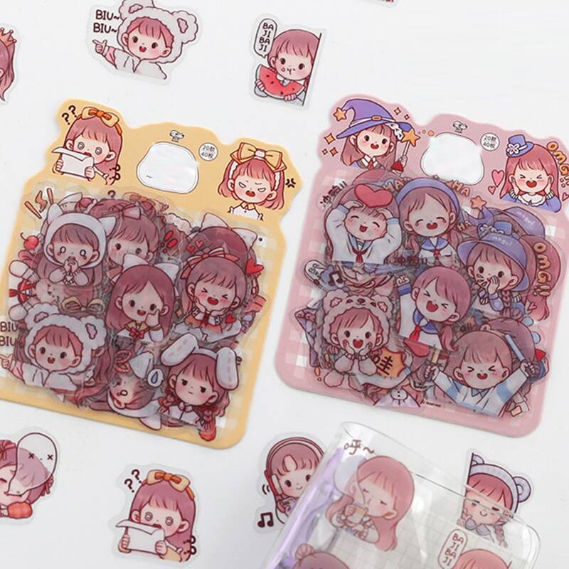 

40pcs Cartoon Girl Print Random Sticker, Multicolor