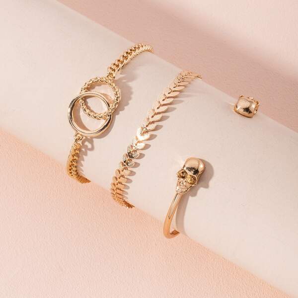 

3pcs Skull Design Bracelet, Gold