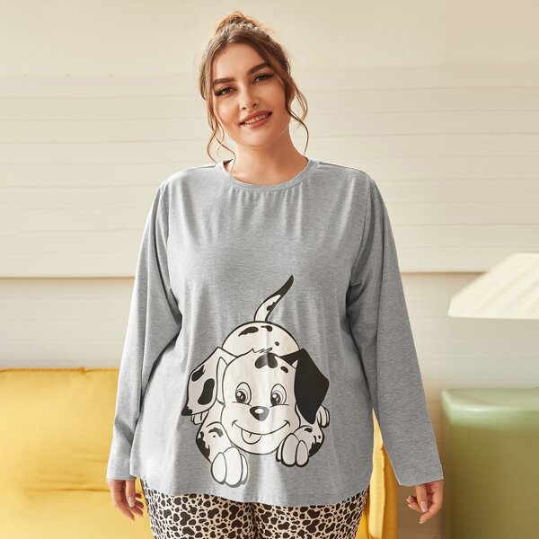 

Plus Dog Print Sleep Tee, Light grey