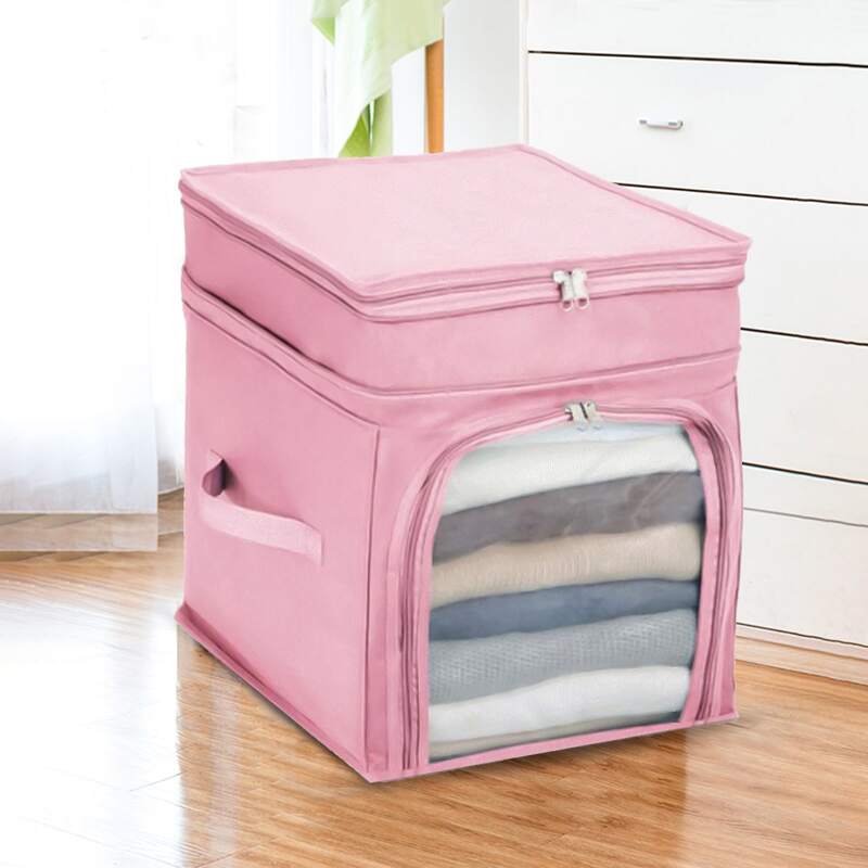

1pc Clothes Zipper Storage Bag, Pink