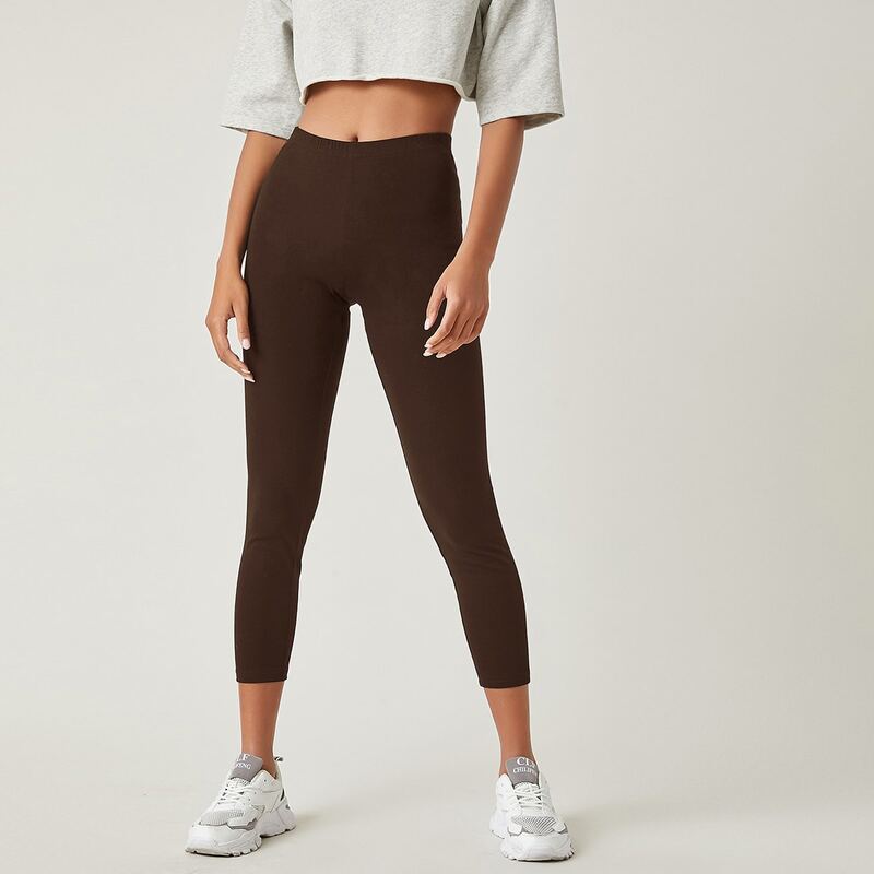 

Solid Capri Leggings, Chocolate brown