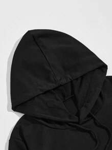 rose print drawstring hoodie