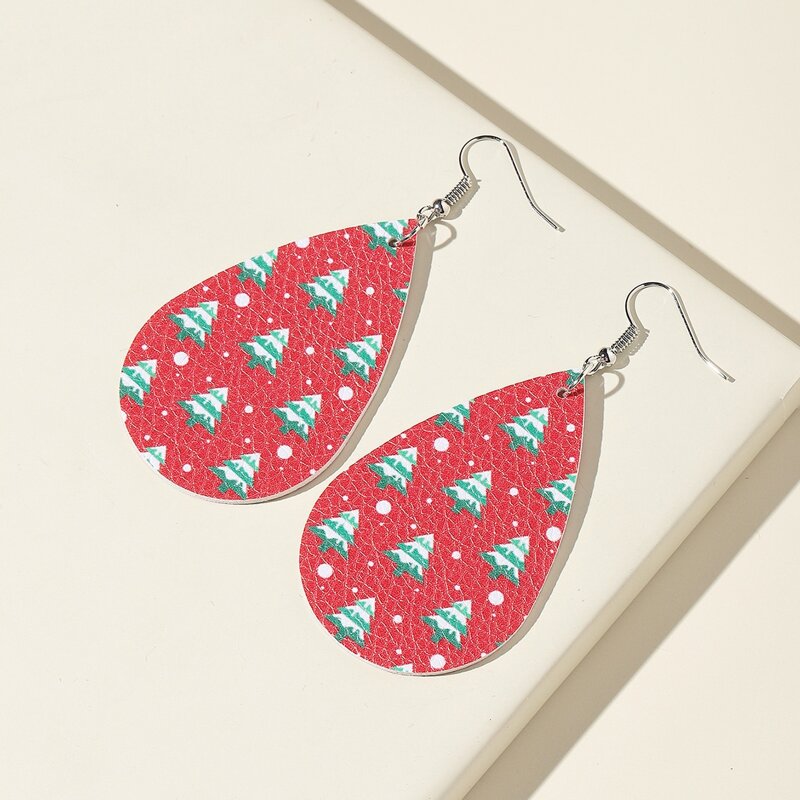

Christmas Tree Pattern Water Drop Earrings, Multicolor