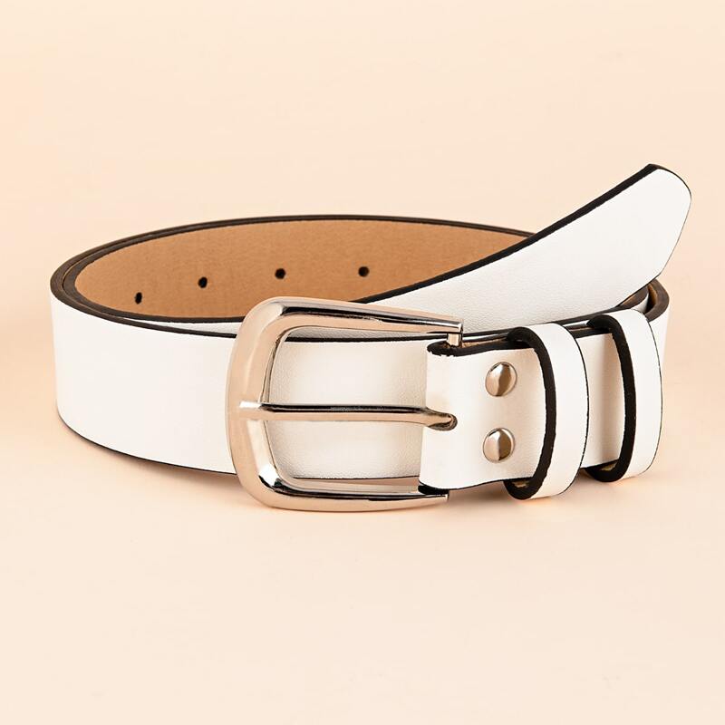 

Metal Buckle Belt, White