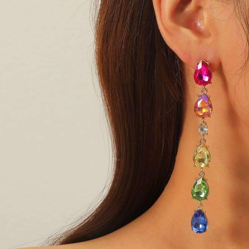 

Rhinestone Decor Drop Earrings, Multicolor