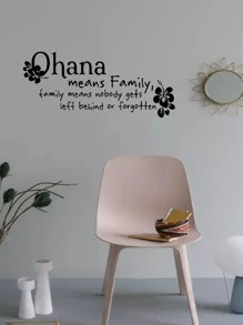 1pc (24*55cm) Family Motto Wall Sticker, Simple Style Decor For Living Room Or Bedroom - Black - View 1