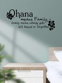 1pc (24*55cm) Family Motto Wall Sticker, Simple Style Decor For Living Room Or Bedroom - Black - View 3