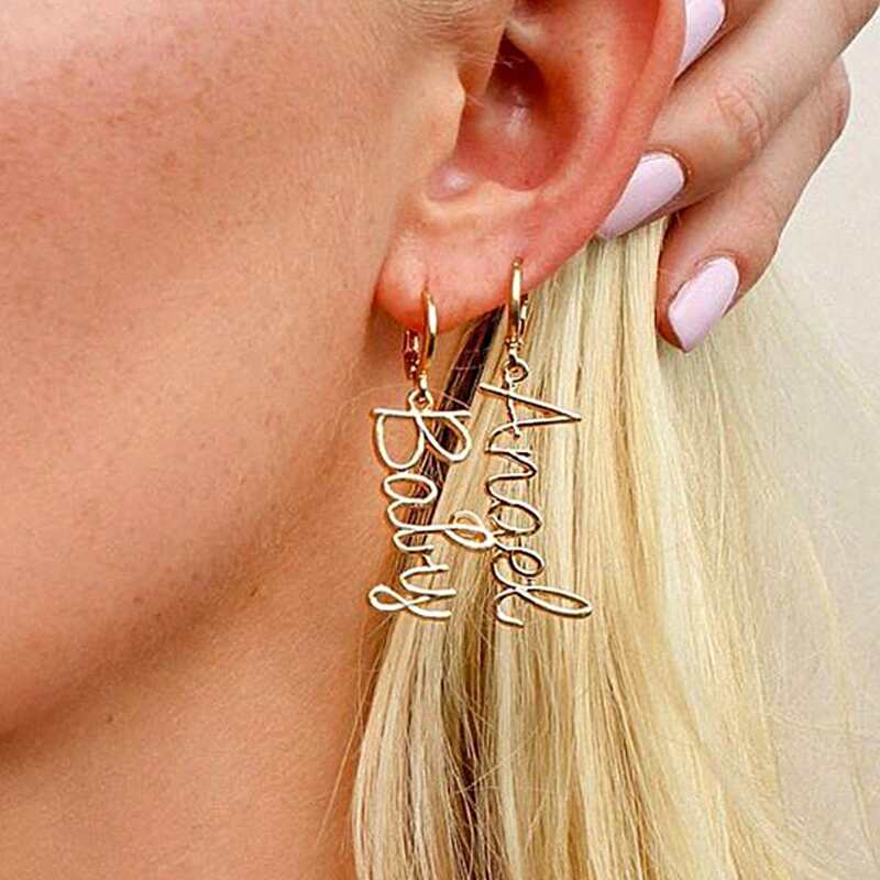 

Letter Drop Earrings, Gold