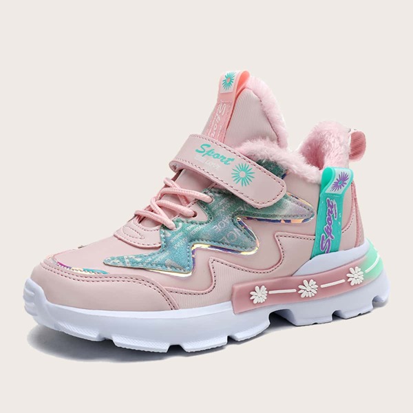 

Girls Fur Lined Wide Fit Sneakers, Pink
