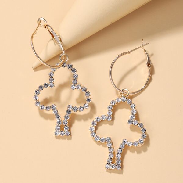 

Rhinestone Decor Tree Charm Drop Earrings, Gold